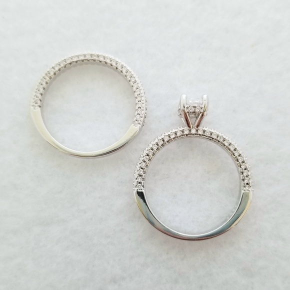 (2pcs) 1ct TW 18k Over Sterling Ring Set - Picture 3 of 8